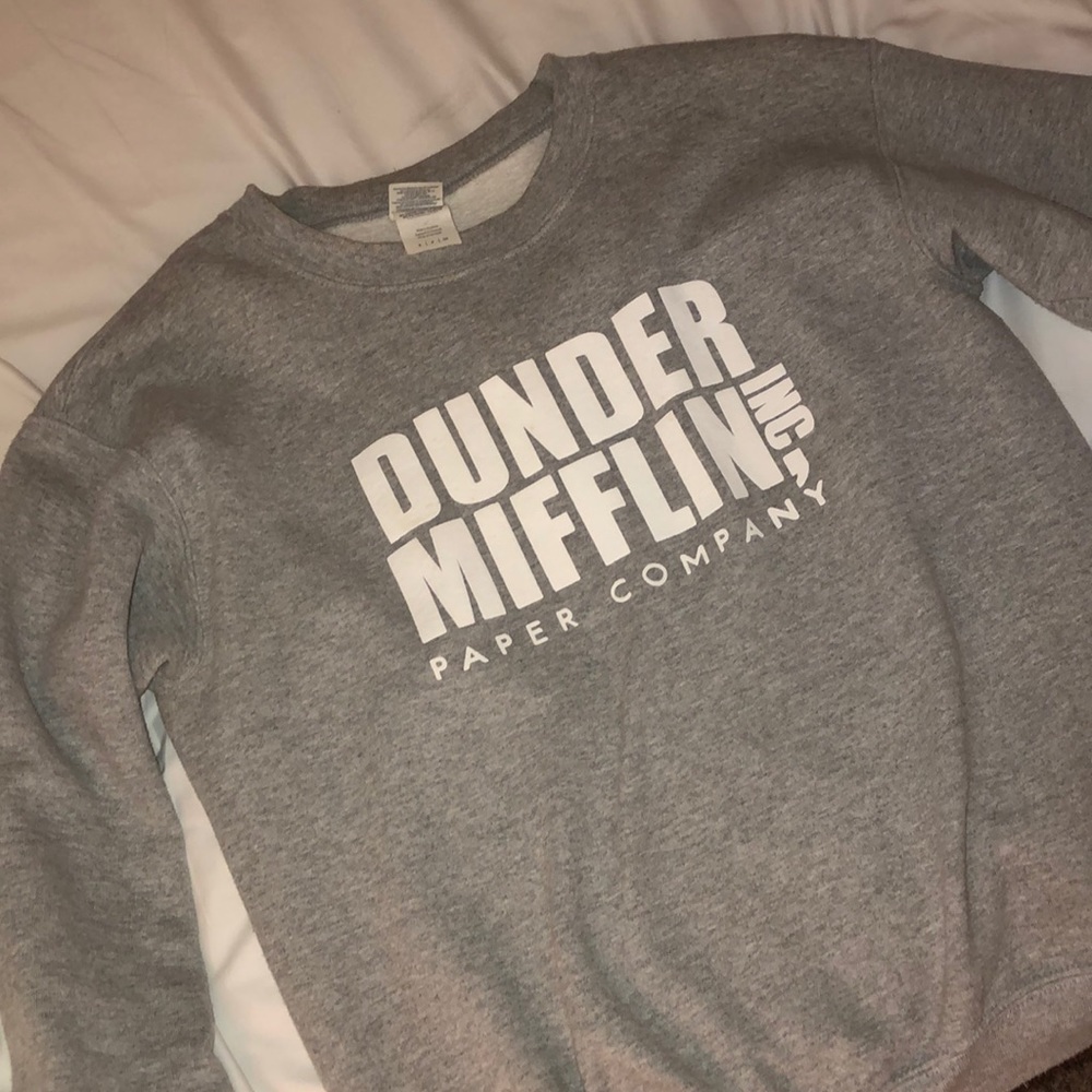 grey dunder mufflin sweatshirt